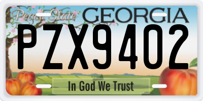 GA license plate PZX9402