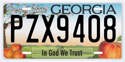 GA license plate PZX9408