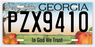 GA license plate PZX9410