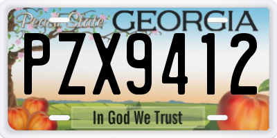 GA license plate PZX9412