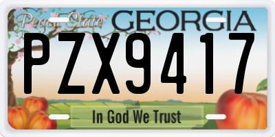 GA license plate PZX9417