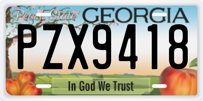 GA license plate PZX9418
