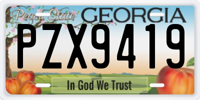 GA license plate PZX9419