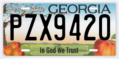 GA license plate PZX9420