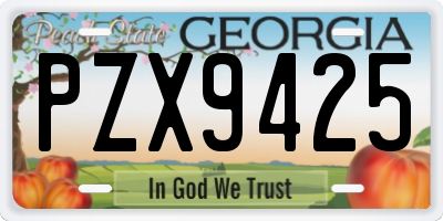 GA license plate PZX9425