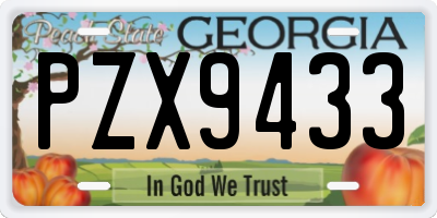 GA license plate PZX9433