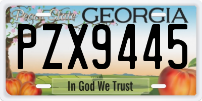 GA license plate PZX9445