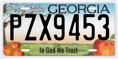 GA license plate PZX9453