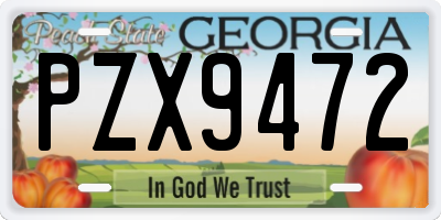GA license plate PZX9472