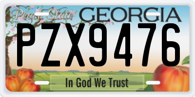 GA license plate PZX9476