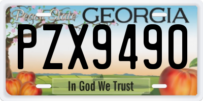 GA license plate PZX9490