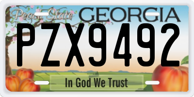 GA license plate PZX9492