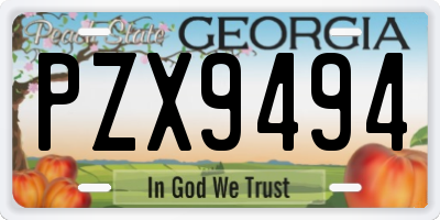 GA license plate PZX9494