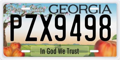 GA license plate PZX9498