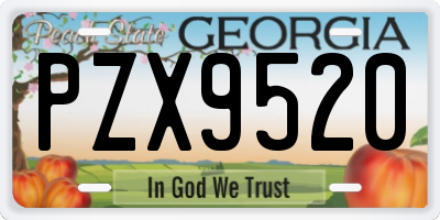 GA license plate PZX9520