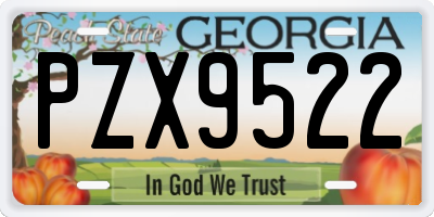 GA license plate PZX9522