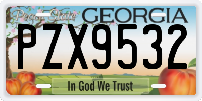 GA license plate PZX9532
