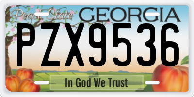 GA license plate PZX9536