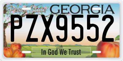 GA license plate PZX9552