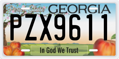 GA license plate PZX9611