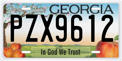 GA license plate PZX9612