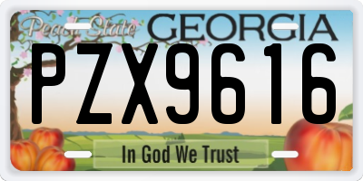 GA license plate PZX9616