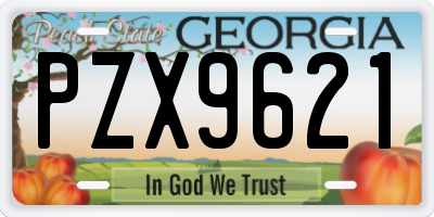 GA license plate PZX9621