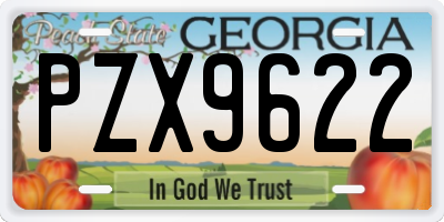 GA license plate PZX9622