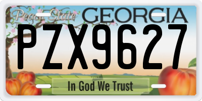 GA license plate PZX9627