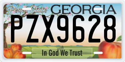 GA license plate PZX9628