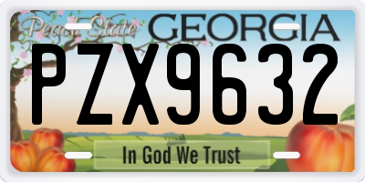 GA license plate PZX9632