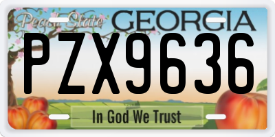 GA license plate PZX9636