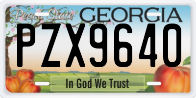 GA license plate PZX9640