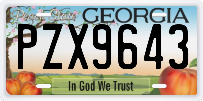GA license plate PZX9643
