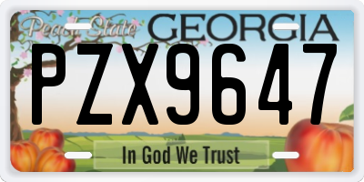 GA license plate PZX9647