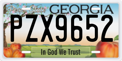 GA license plate PZX9652