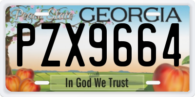 GA license plate PZX9664