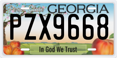 GA license plate PZX9668