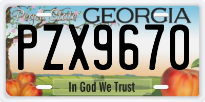 GA license plate PZX9670