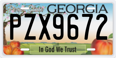 GA license plate PZX9672