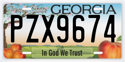 GA license plate PZX9674
