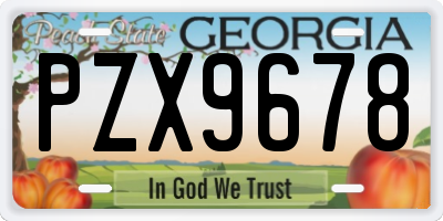 GA license plate PZX9678