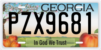 GA license plate PZX9681