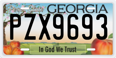 GA license plate PZX9693