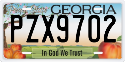 GA license plate PZX9702
