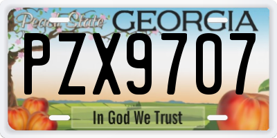 GA license plate PZX9707