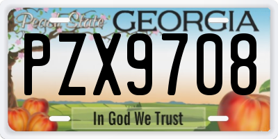 GA license plate PZX9708