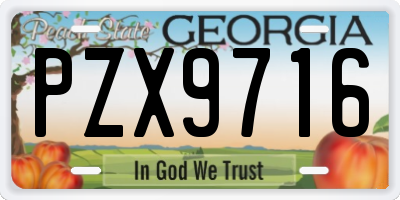 GA license plate PZX9716
