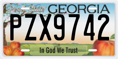 GA license plate PZX9742