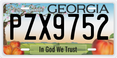 GA license plate PZX9752